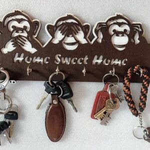 Wooden Key Holder - 3 Monkeys